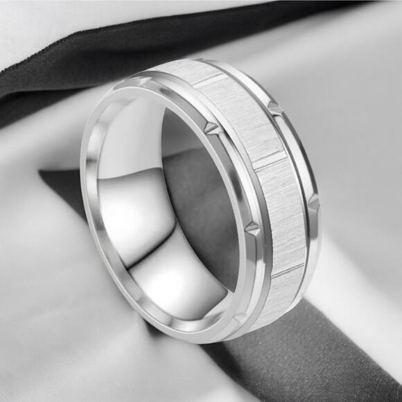 NEW 18K white gold plated men's wedding band ring jewelry size 10 B21B - Picture 3 of 3